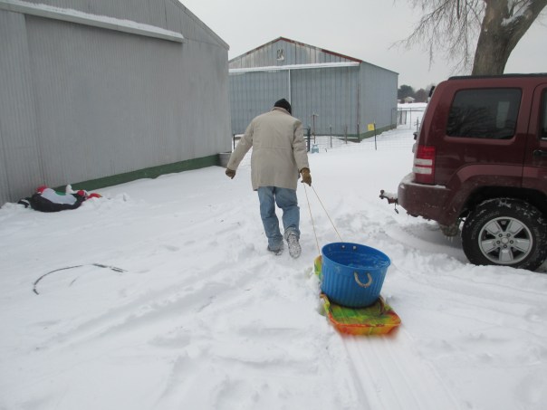 Winter...sled...water